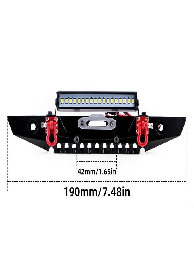 GLOBACT مصد أمامي معدني من GLOBACT مزود بقضيب إضاءة ومقطورة سحب لسيارات Traxxas TRX4 و Axial SCX10 90046 و 90047 و SCX10 II و III و 1/10 RC Crawler، قطع غيار مُحسّنة - Image 3